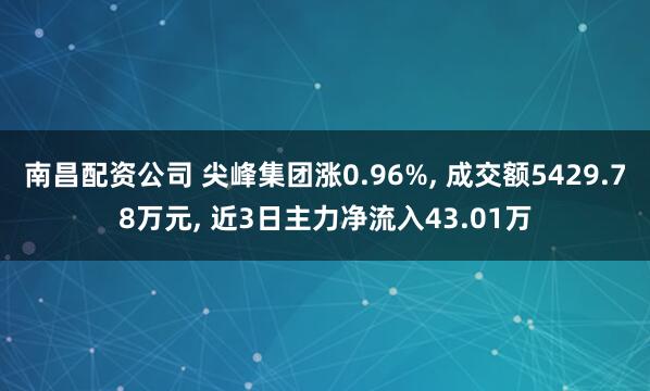 南昌配资公司 尖峰集团涨0.96%, 成交额5429.78万元, 近3日主力净流入43.01万